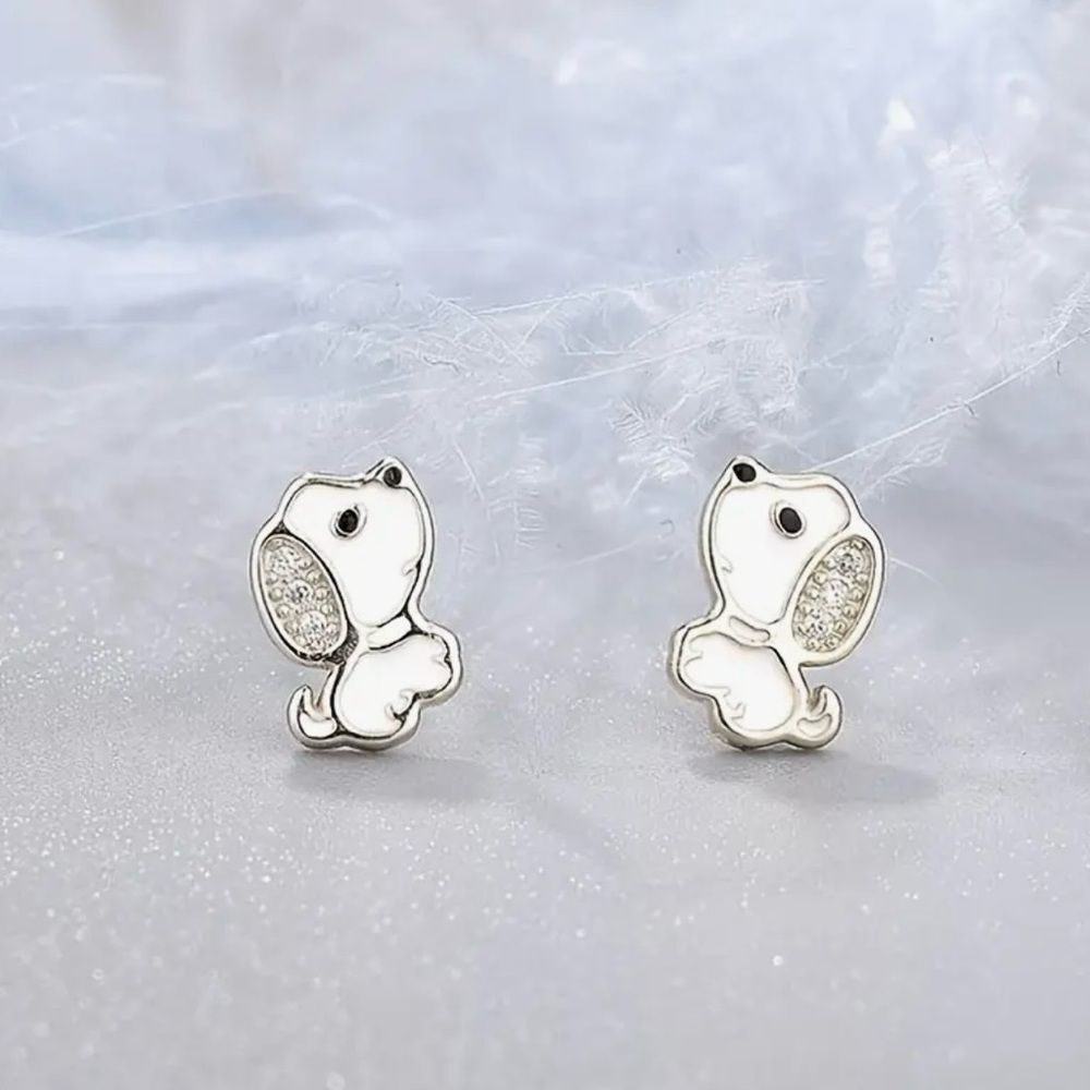 Rhinestone Zircn Puppy Stud Earrings